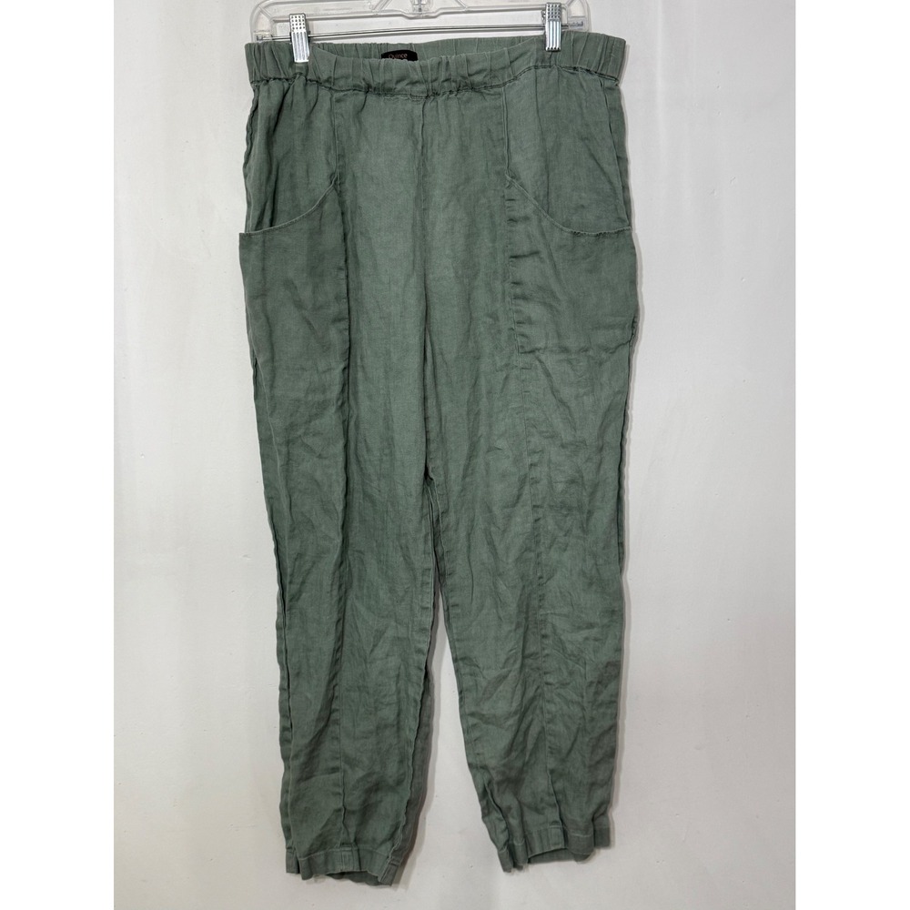 Quince European Linen Tapered Ankle Pants Light Cargo Green Large - Picture 1 of 9